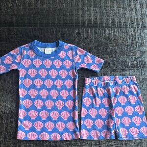 Hanna Anderson Blue and Pink Shell Pattern Organic Cotton 2 pc. Pajama Set 6-7